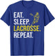 Eat Sleep Lacrosse Repeat Sports Team Gifts Men Fathers Day T-Shirt - T-Shirt | Royal