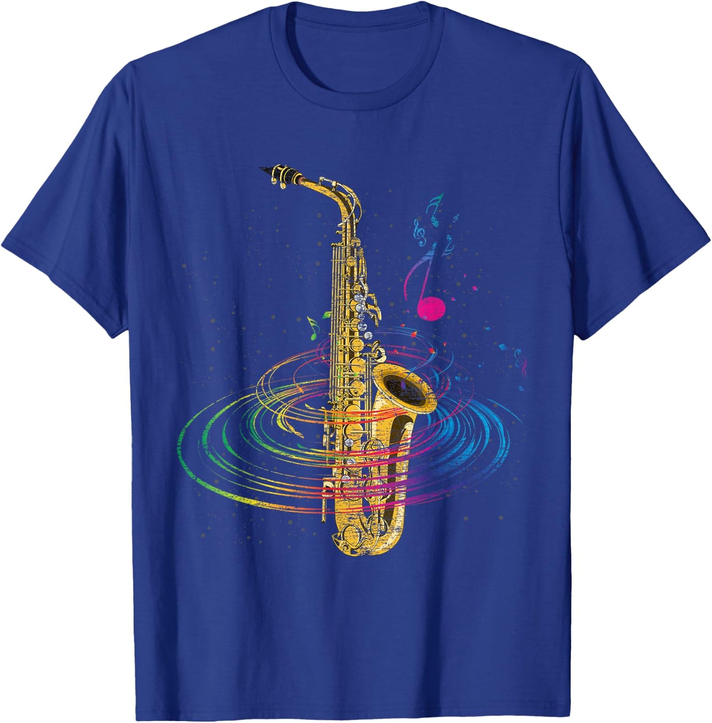 Sax Player Gift Saxophonist Music Notes Saxophone T-Shirt - T-Shirt | Royal