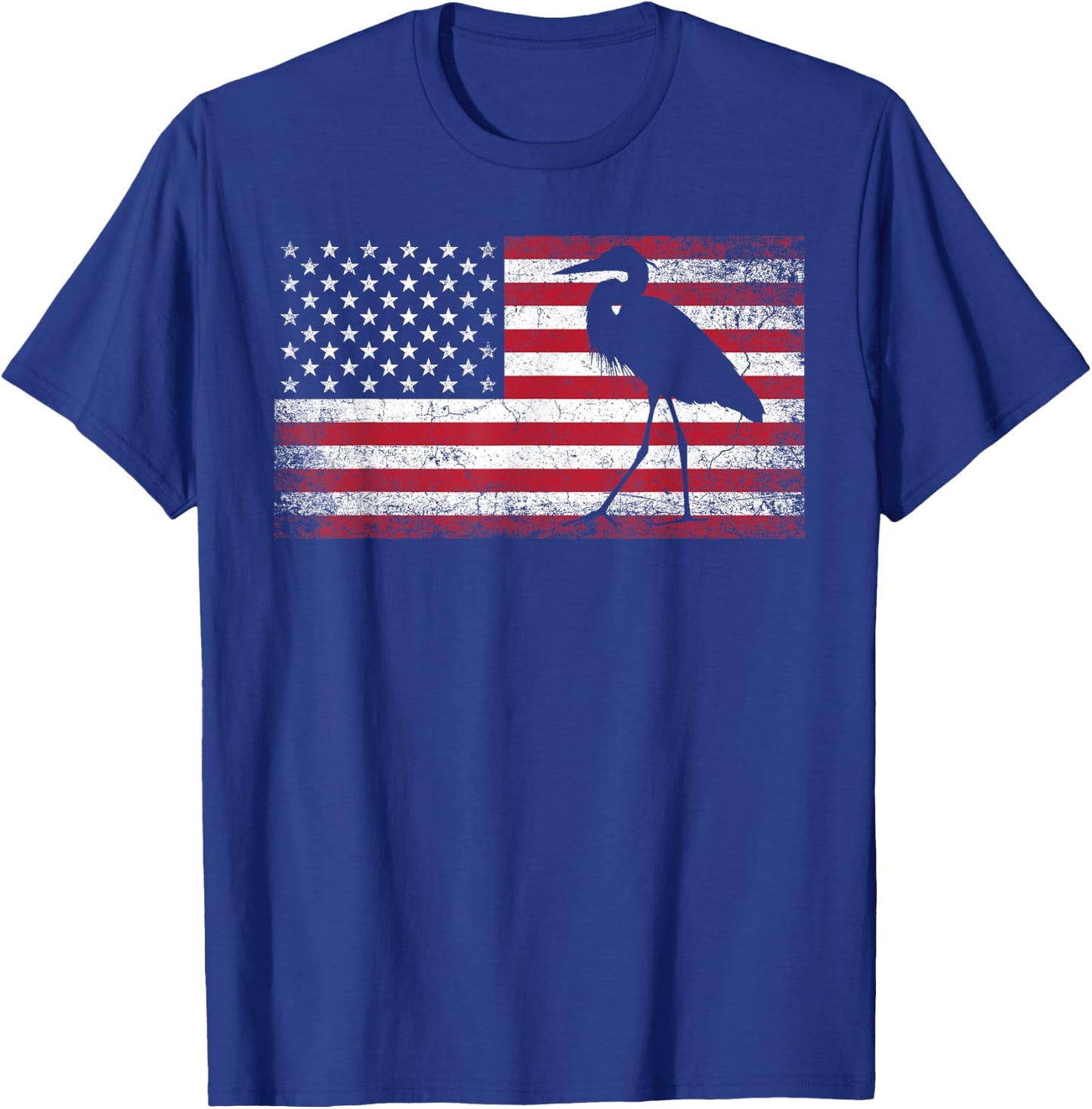 Heron Bird 4th of July American Flag America Patriotic Kids Men T-Shirt - T-Shirt | Royal
