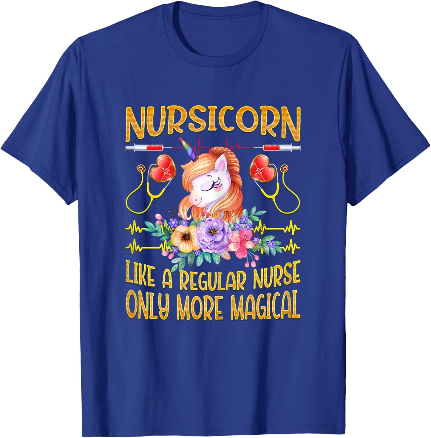Nursing Shirts For Nurses Funny, Nurse Unicorn Nursicorn T-Shirt - T-Shirt | Royal