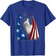 American Flag Cover Tuxedo Cats Kitten 4th July Independence Women Men T-Shirt - T-Shirt | Royal