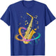 Saxophone Player Musical Notes Jazz Musician Saxophonist Sax T-Shirt - T-Shirt | Royal