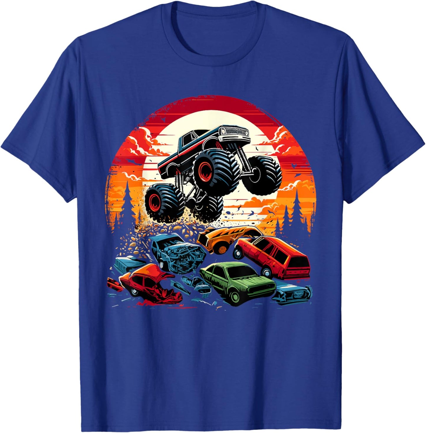 Monster Trucks Birthday Party Retro Monster Truck T-Shirt - T-Shirt | Royal