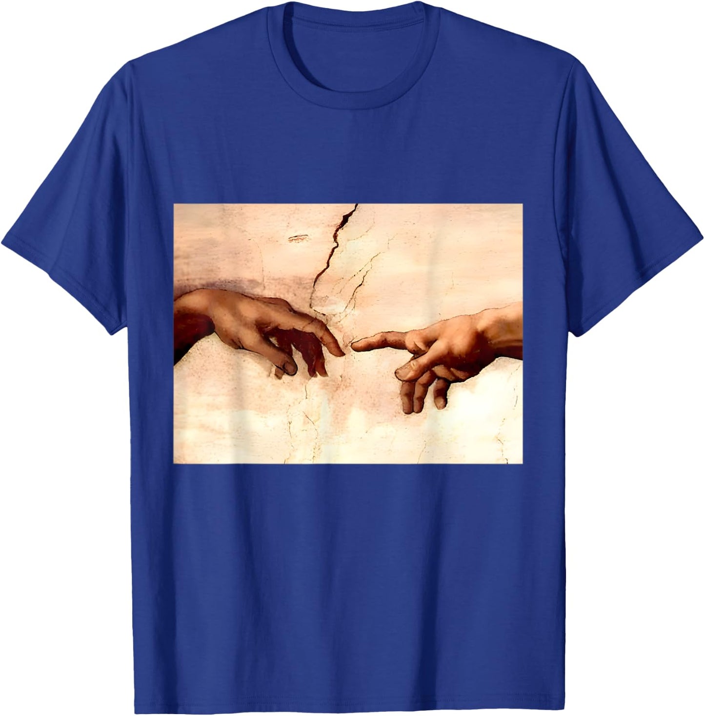 The Creation Of Adam | Michelangelo Artwork Vintage T-Shirt - T-Shirt | Royal