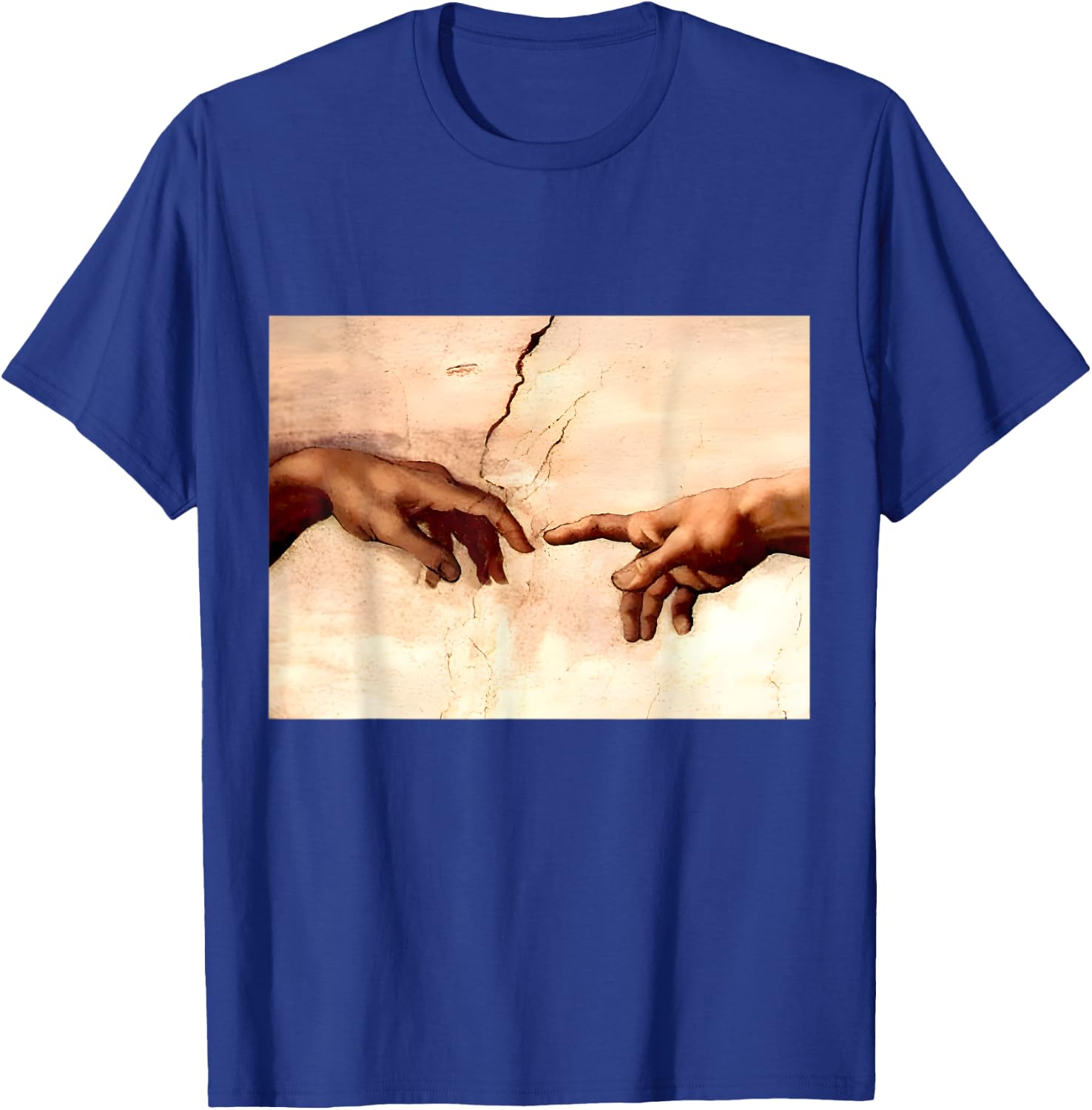 The Creation Of Adam | Michelangelo Artwork Vintage T-Shirt - T-Shirt | Royal