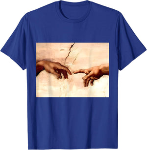 The Creation Of Adam | Michelangelo Artwork Vintage T-Shirt - T-Shirt | Royal
