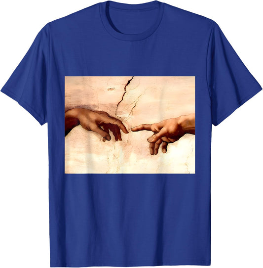 The Creation Of Adam | Michelangelo Artwork Vintage T-Shirt - T-Shirt | Royal
