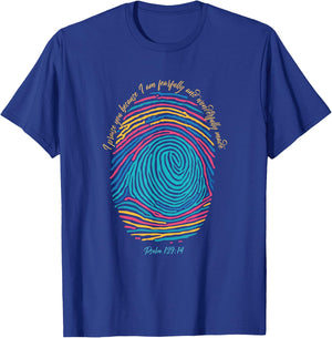 Christian Fingerprint, I praise God I am wonderfully made T-Shirt - T-Shirt | Royal