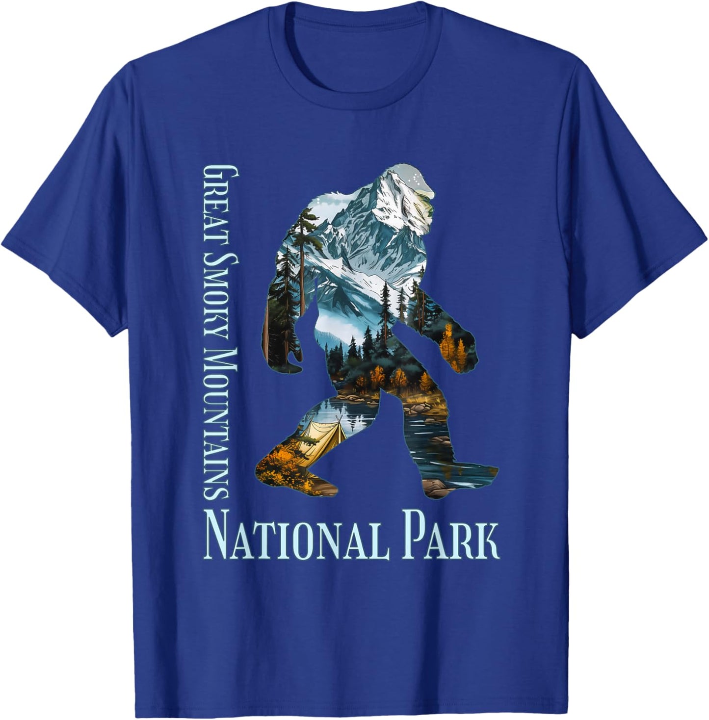 Great Smoky Mountains National Park Bigfoot Sasquatch T-Shirt - T-Shirt | Royal