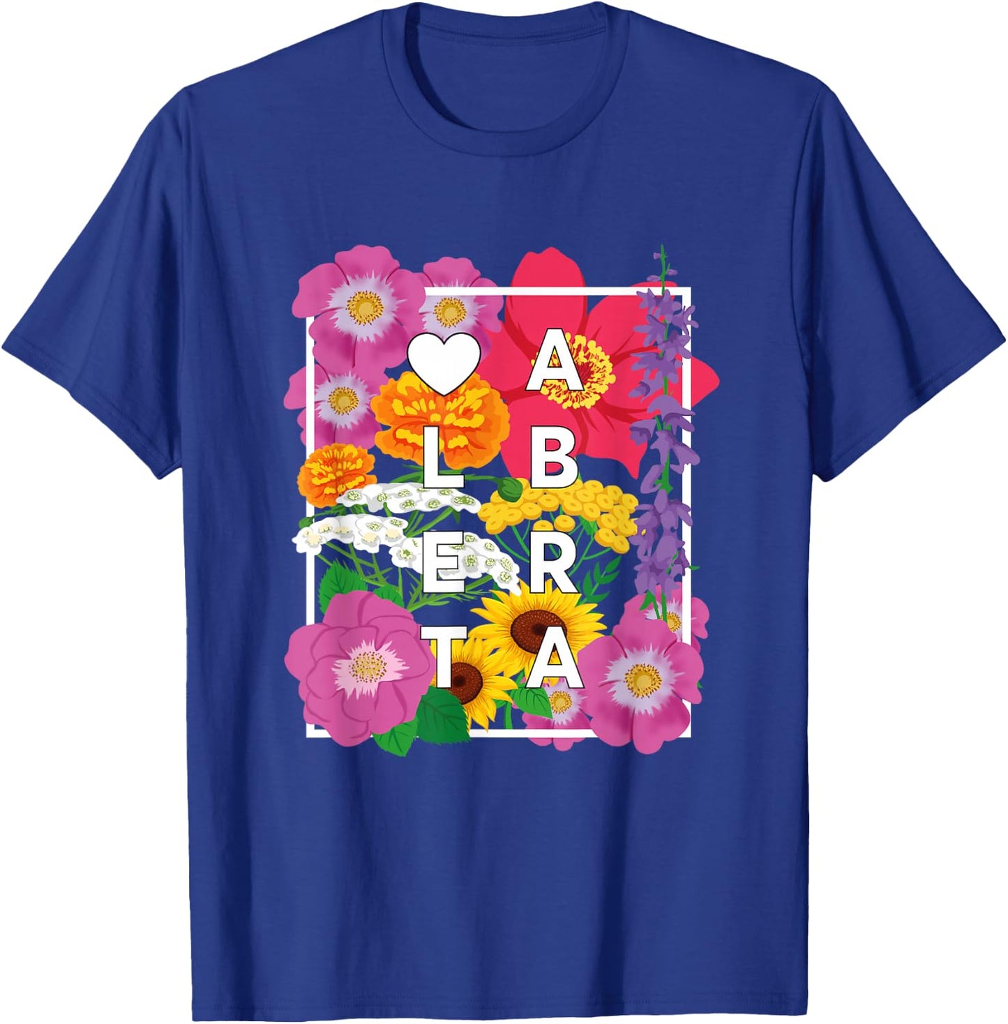 Flowers of Alberta Canada Word Art - Albertan Pride T-Shirt - T-Shirt | Royal