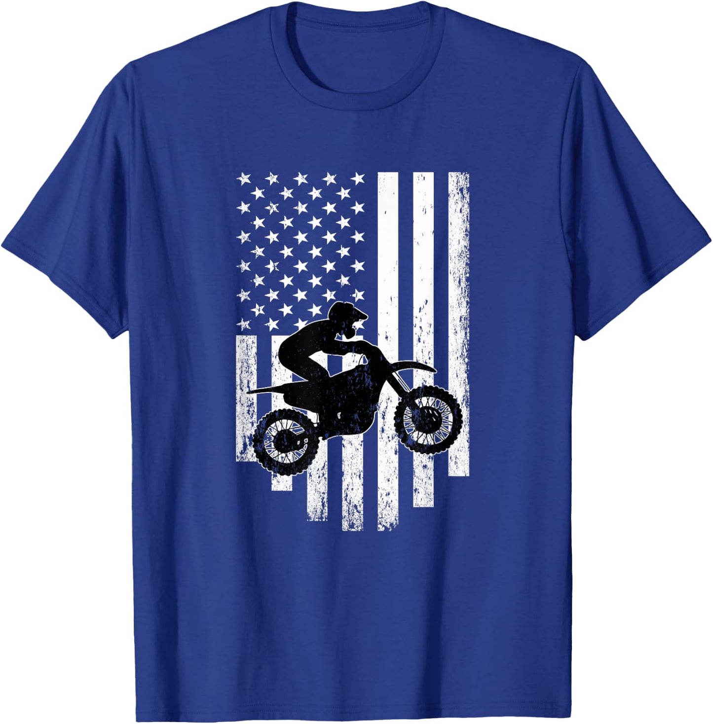American Flag Motorcross Braap Dirt Bike T-Shirt - T-Shirt | Royal