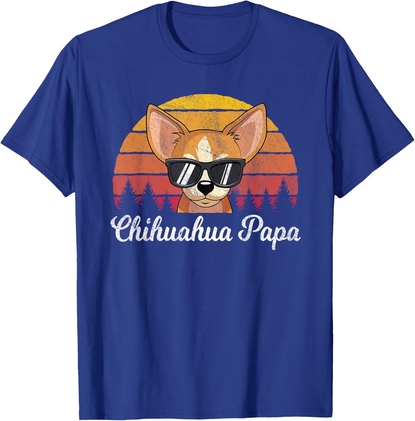Retro Vintage Chihuahua Papa Funny Fathers Day T-Shirt - T-Shirt | Royal