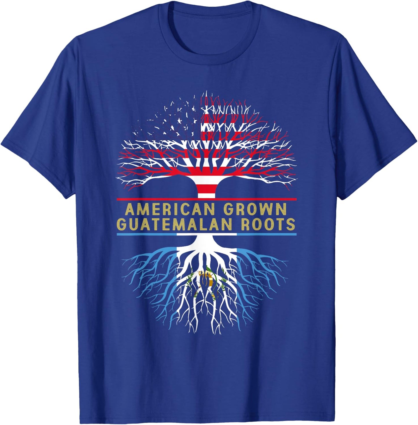 American Grown Guatemalan Roots America Guatemala Tree Flag T-Shirt - T-Shirt | Royal