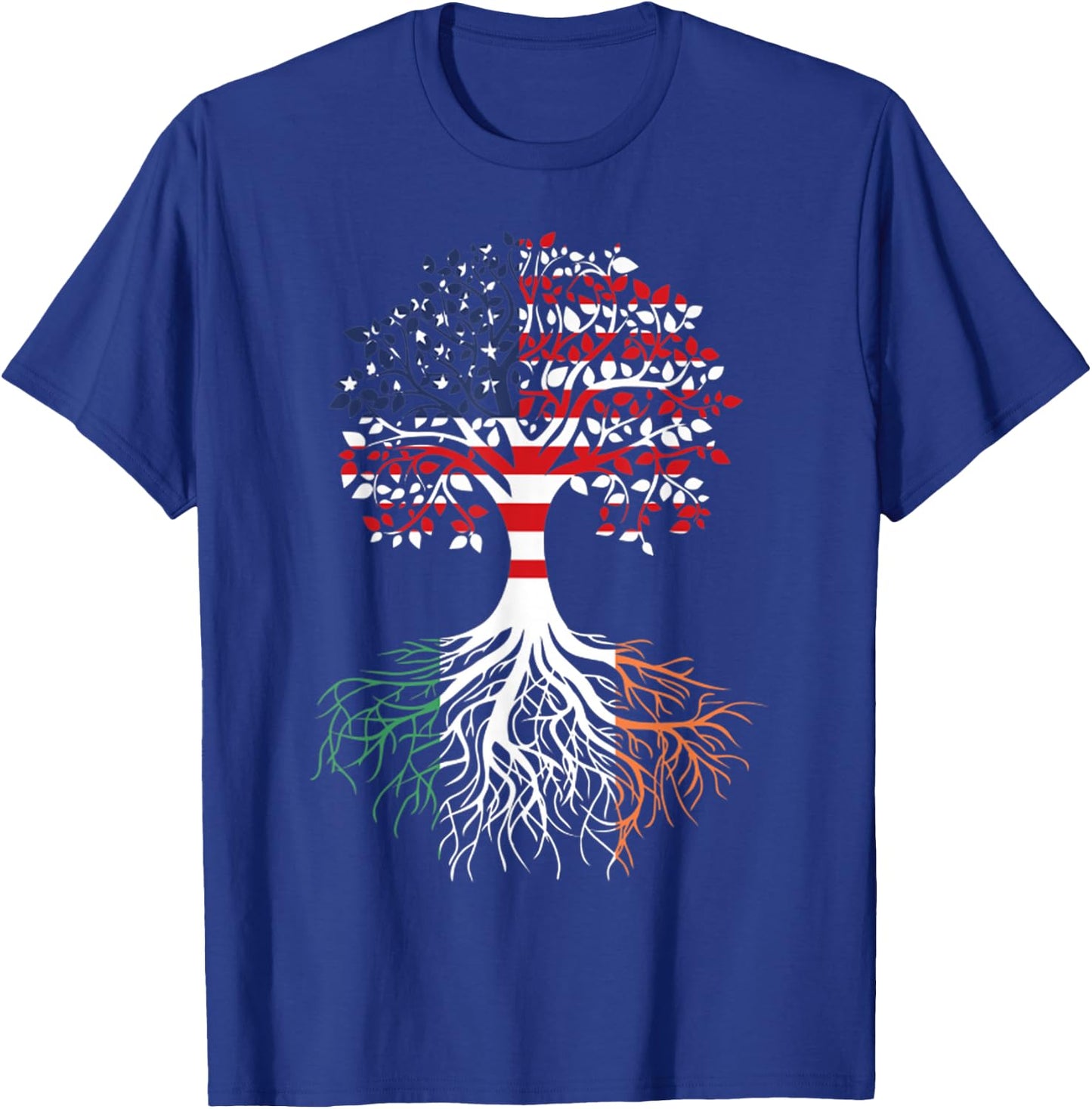 Irish Roots American Grown Tree Flag T-Shirt - T-Shirt | Royal