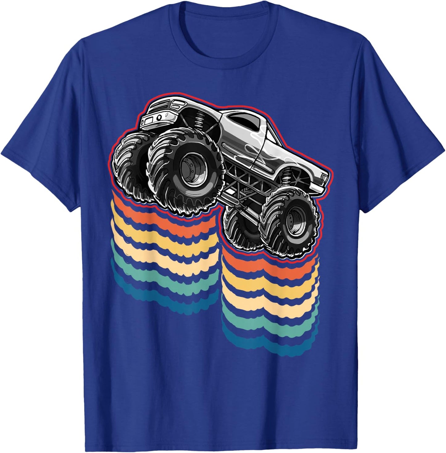 Retro Vintage Monster Truck Retro Silhouette Gift Boys T-Shirt - T-Shirt | Royal