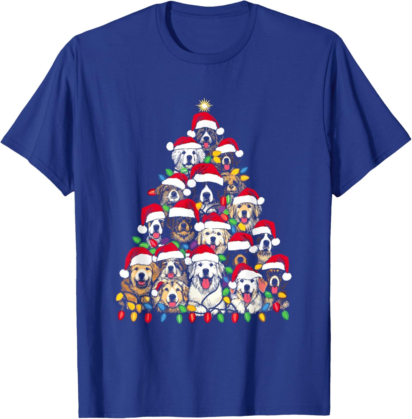 Christmas Tree Of Puppies - Funny Xmas Tree Dog Puppy Lover Men Women Kids T-Shirt - T-Shirt | Royal