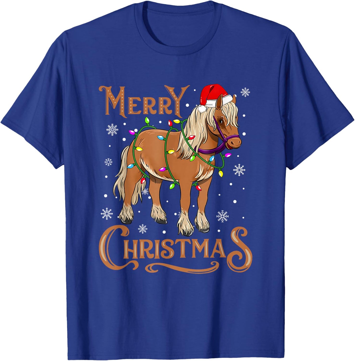 Christmas Gifts Boys Girls Men Women Christmas Pajamas Horse T-Shirt - T-Shirt | Royal