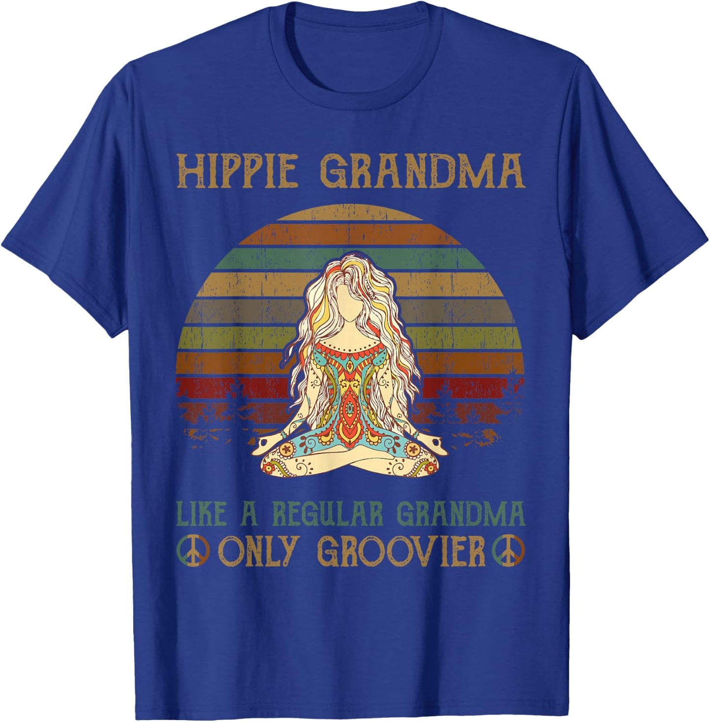 Hippie Grandma Like A Regular Grandma Vintage T-Shirt - T-Shirt | Royal