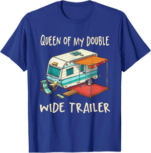 Funny Sarcastic Queen Of My Double Wide Trailer Vintage T-Shirt - T-Shirt | Royal