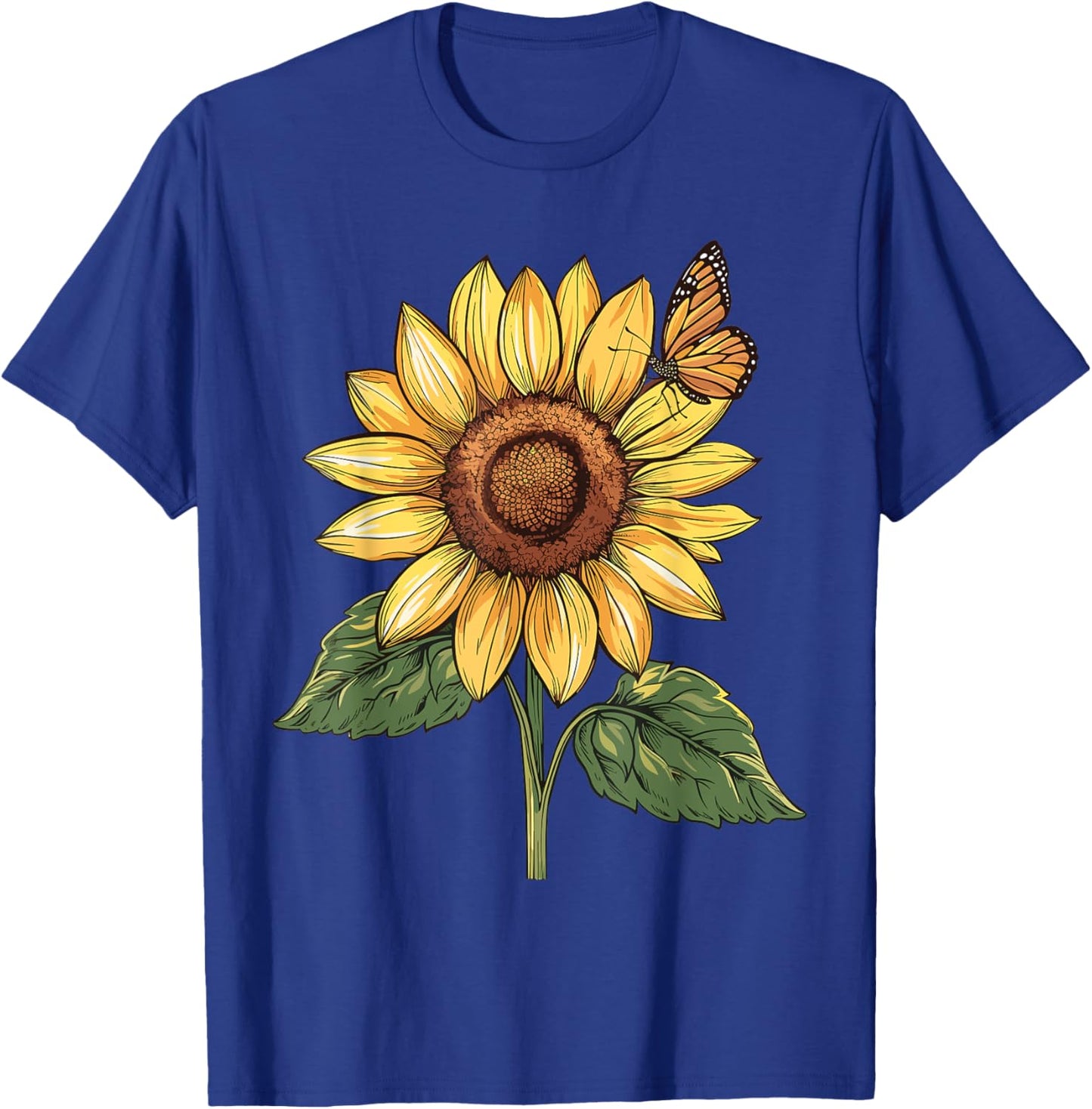 Sunflower and Butterfly T-Shirt - T-Shirt | Royal