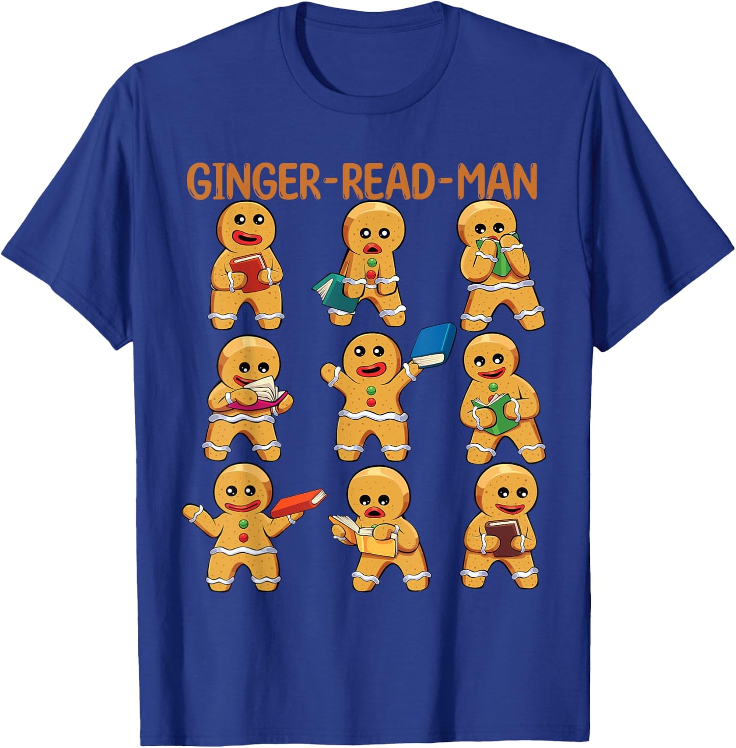 Christmas Book Reading Gingerbread Man for Kids Teachers T-Shirt - T-Shirt | Royal