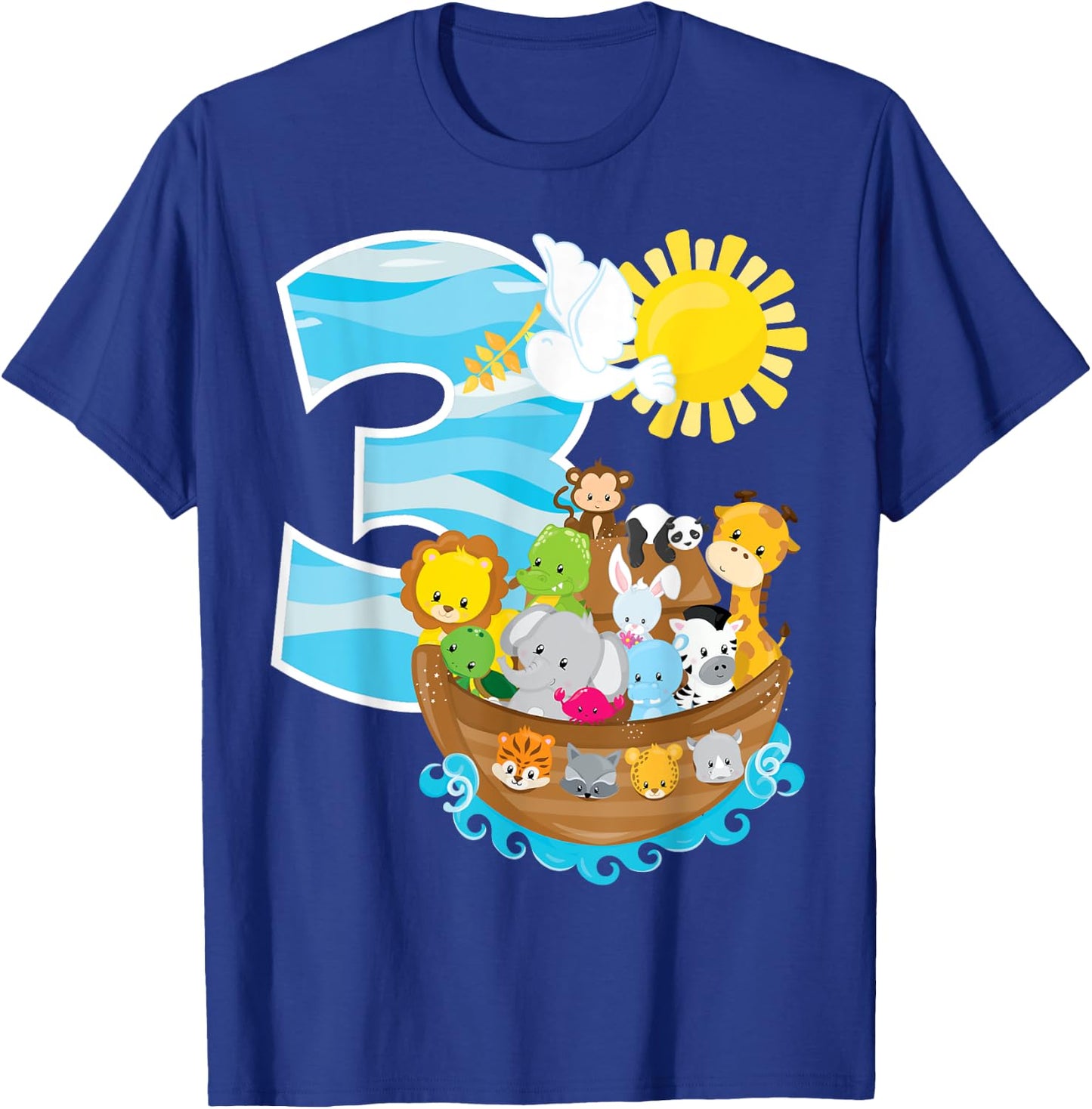 Noah's Ark Birthday Party 3rd Birthday 3 Year Old Toddler T-Shirt - T-Shirt | Royal