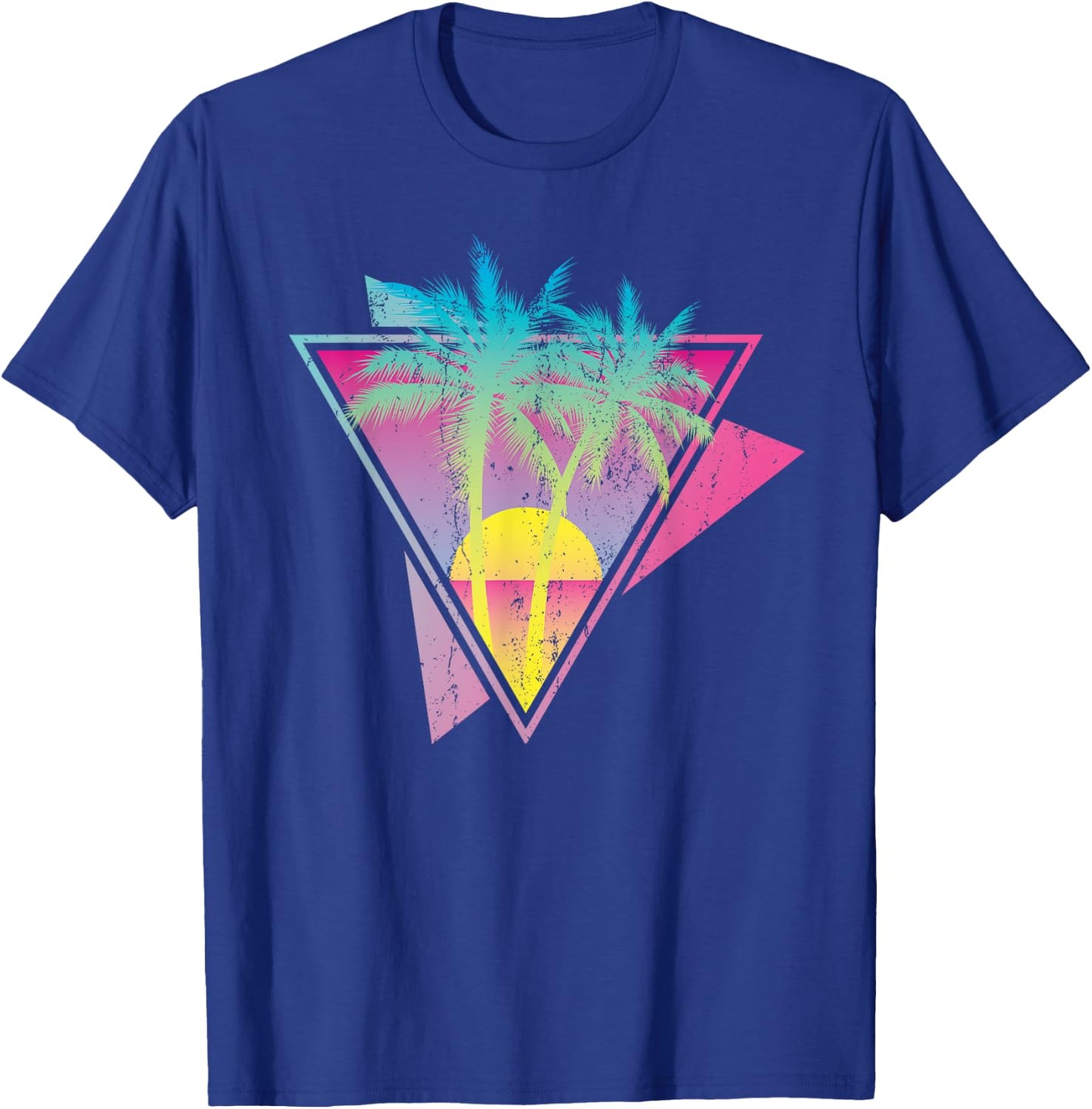 Retro 80s Art Tropical Sunset Palm Trees 90s Vaporwave T-Shirt - T-Shirt | Royal