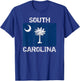 South Carolina Flag Distressed Palmetto Tree Crescent Moon T-Shirt - T-Shirt | Royal