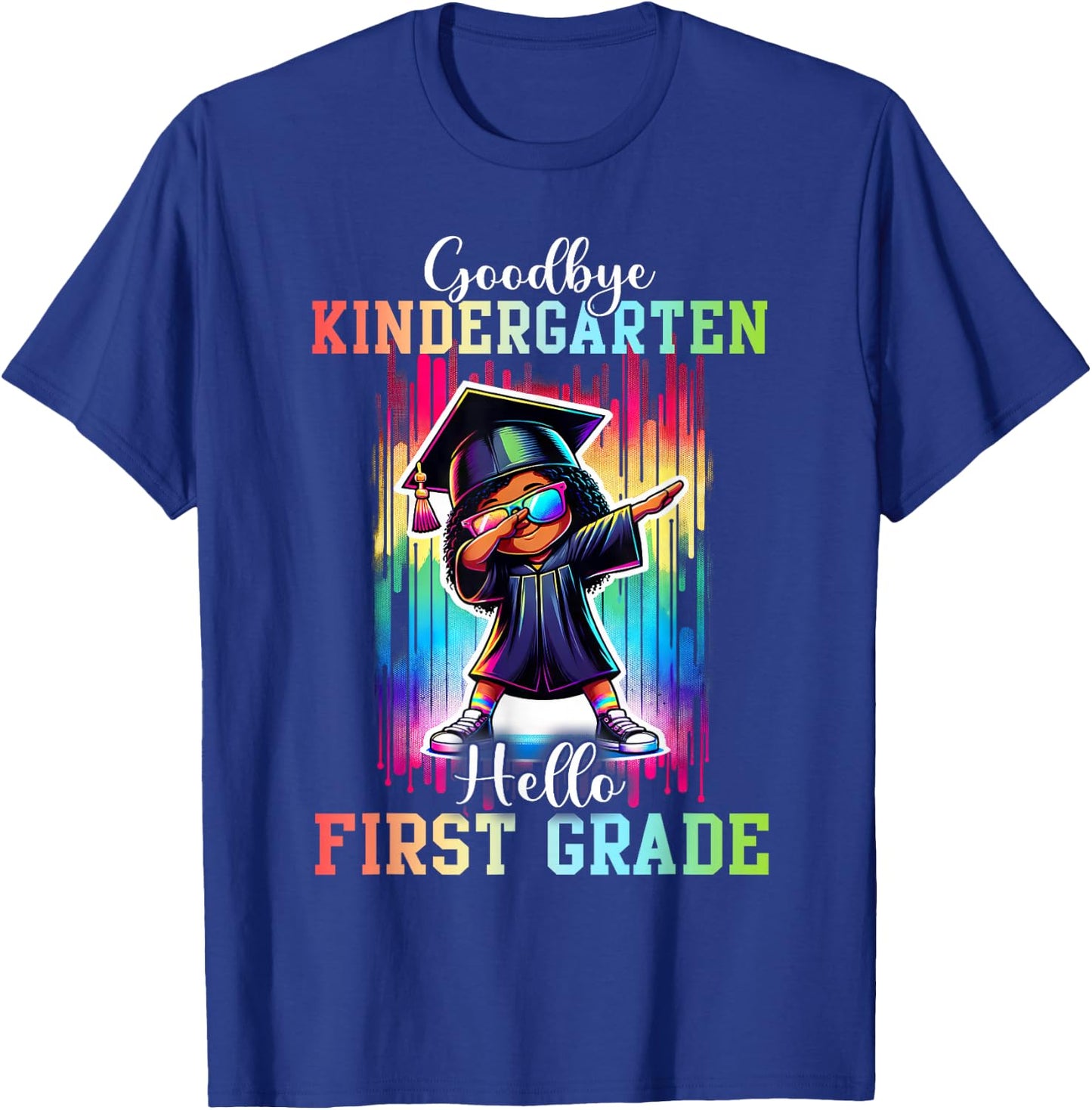 Goodbye Kindergarten Hello 1st Grade Dabbing Girl Black T-Shirt - T-Shirt | Royal