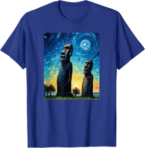 Stone Guardians Moai Sculptures Easter Island Watercolor T-Shirt - T-Shirt | Royal