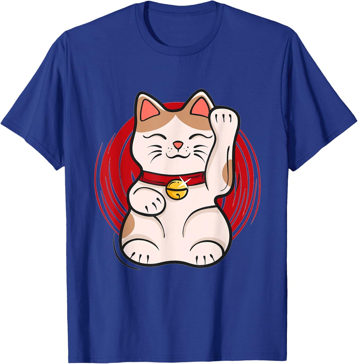 Maneki-Neko Lucky Cat Statue Waving Japanese Style Design T-Shirt - T-Shirt | Royal