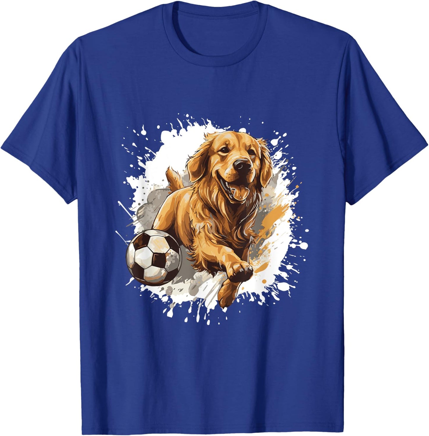 Golden Retriever Dog Playing Soccer Sports Team Animal T-Shirt - T-Shirt | Royal