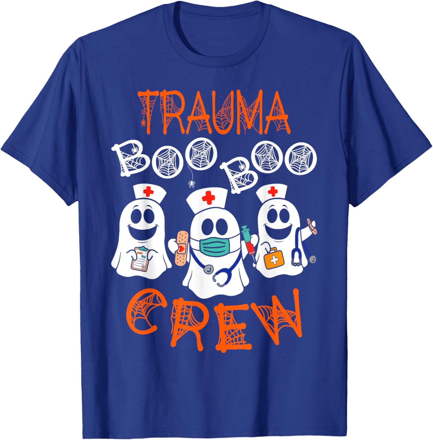 Boo Crew Funny Nursing Ghost Women Trauma Nurse Halloween T-Shirt - T-Shirt | Royal