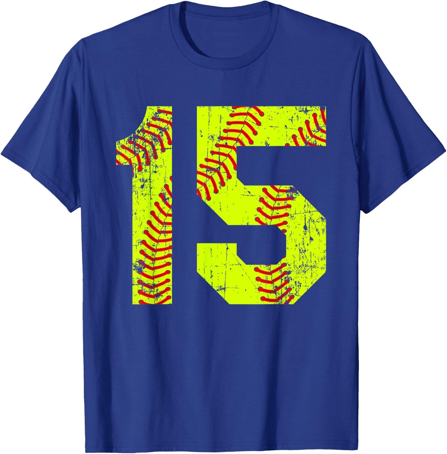 Vintage Softball 15 Jersey Number T-Shirt - T-Shirt | Royal
