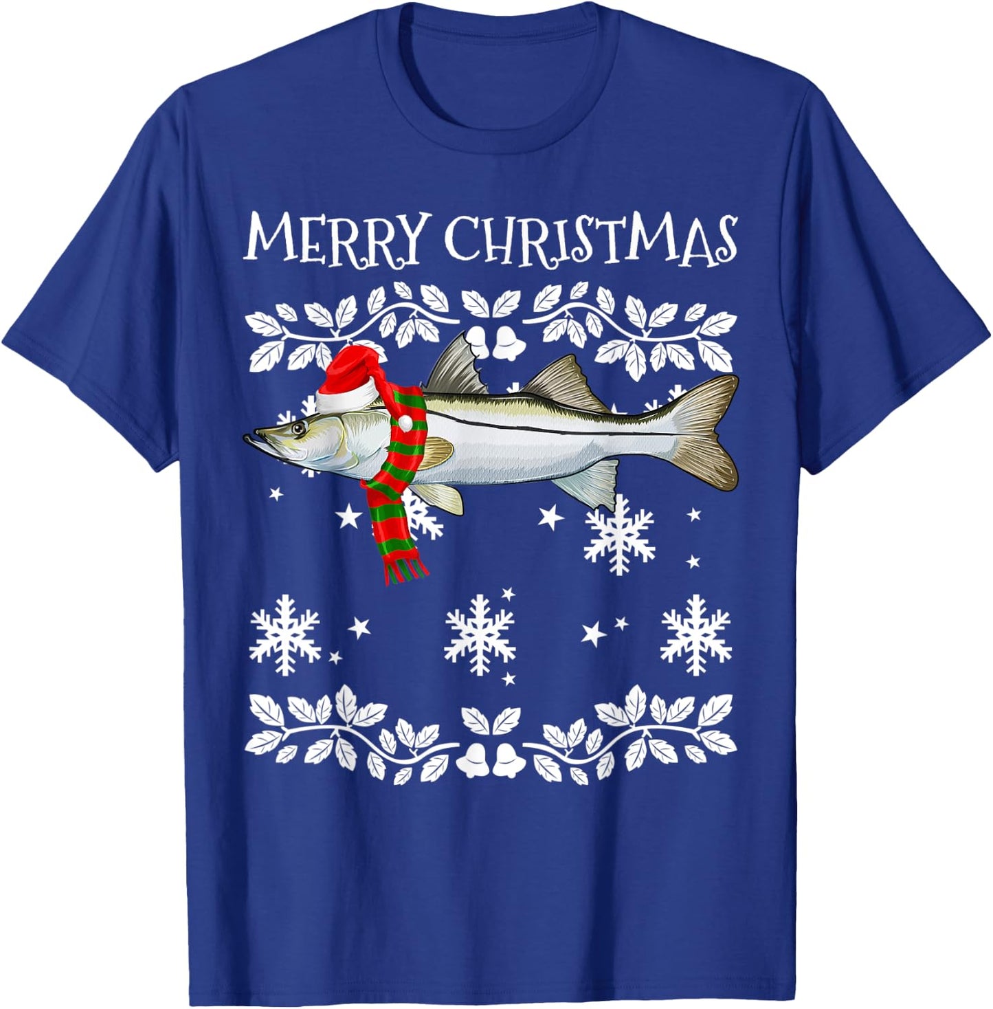 Fish Merry Christmas Ornament Snook Ugly Xmas T-Shirt - T-Shirt | Royal
