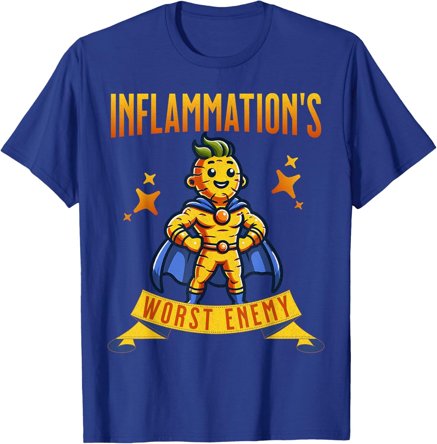 Turmeric Superhero: Curcumin Power & Inflammation Fighter T-Shirt - T-Shirt | Royal