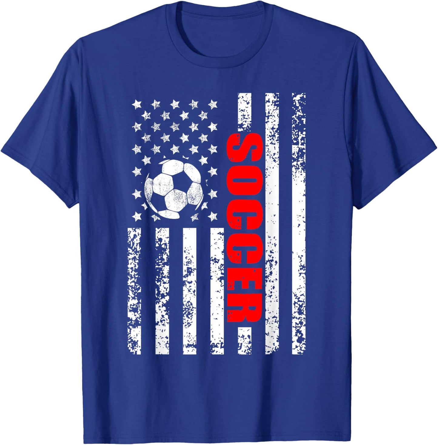 US American Flag Soccer Patriotic Soccer T-Shirt - T-Shirt | Royal