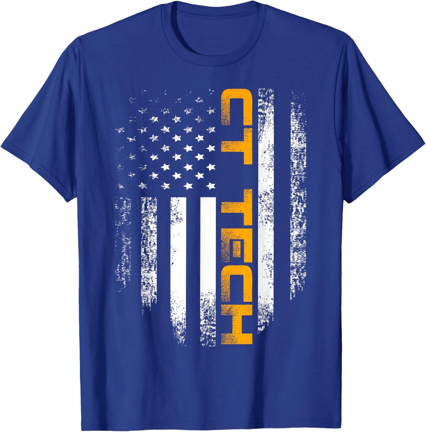 Vintage CT Tech With American Flag For Doctor Gift T-Shirt - T-Shirt | Royal