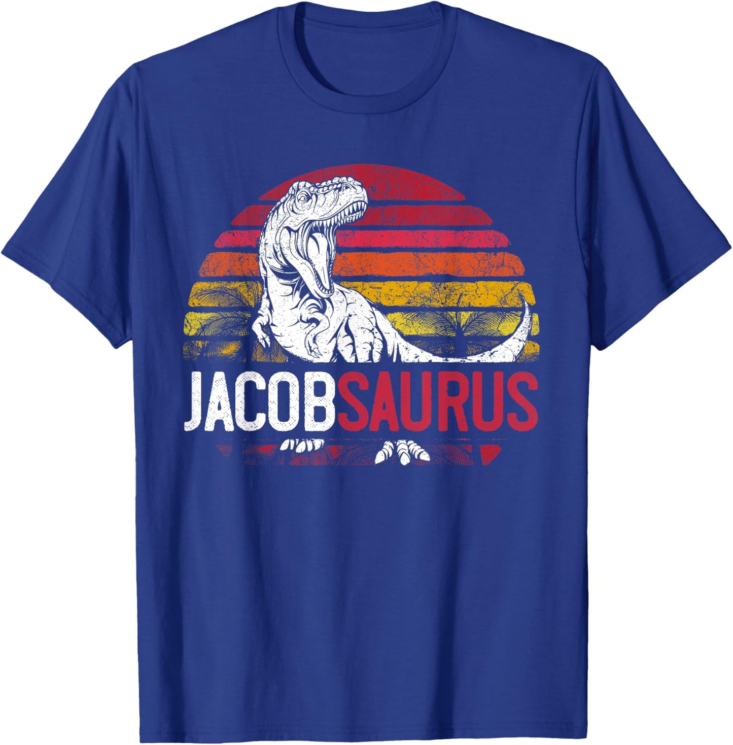 Jacob Saurus Funny Personalized Dinosaur T Rex Name Gift Boy T-Shirt - T-Shirt | Royal