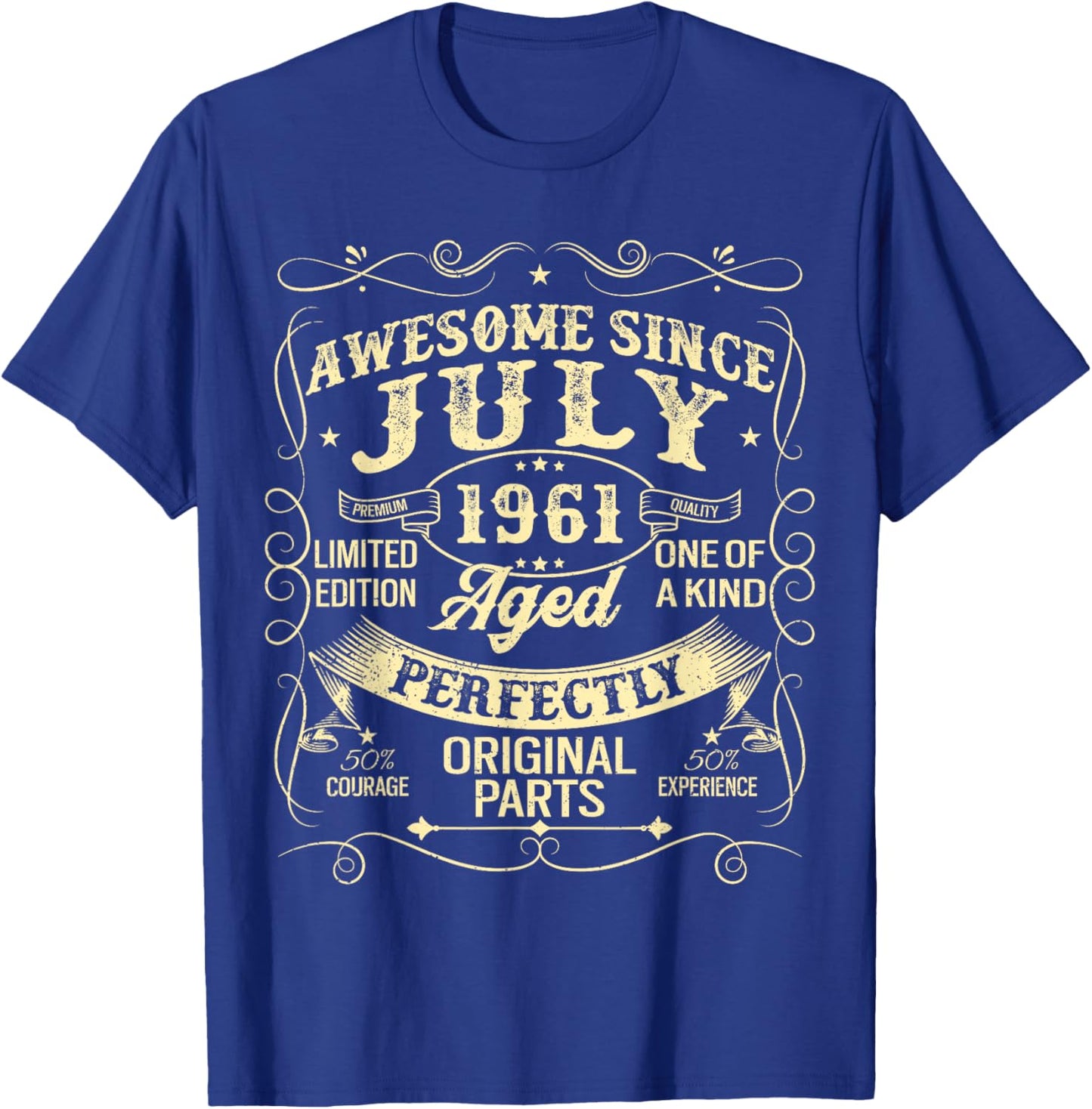 Awesome Since July 1961 Year Of Birth Birthday 1961 Vintage T-Shirt - T-Shirt | Royal
