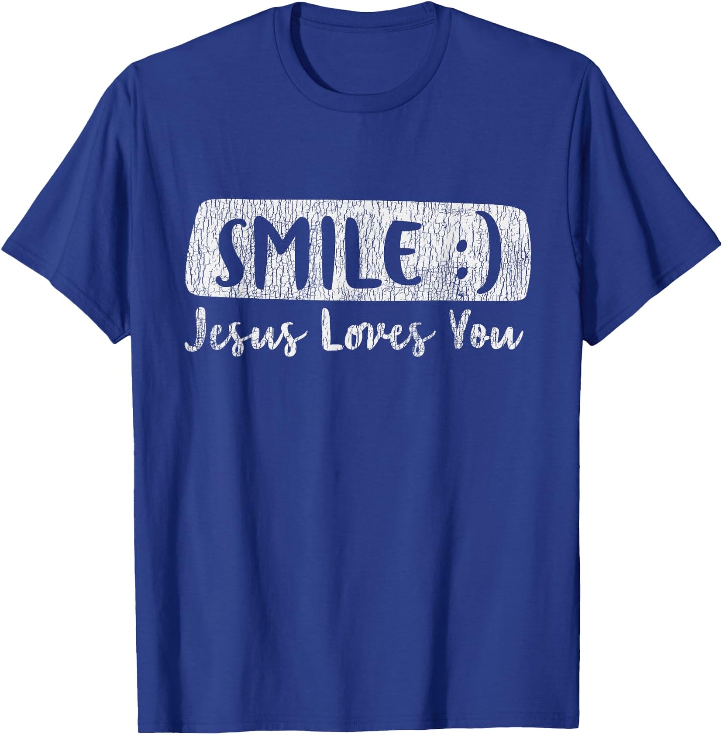 Vintage Smile Loves You Jesus Religious Faith Christian Gift T-Shirt - T-Shirt | Royal