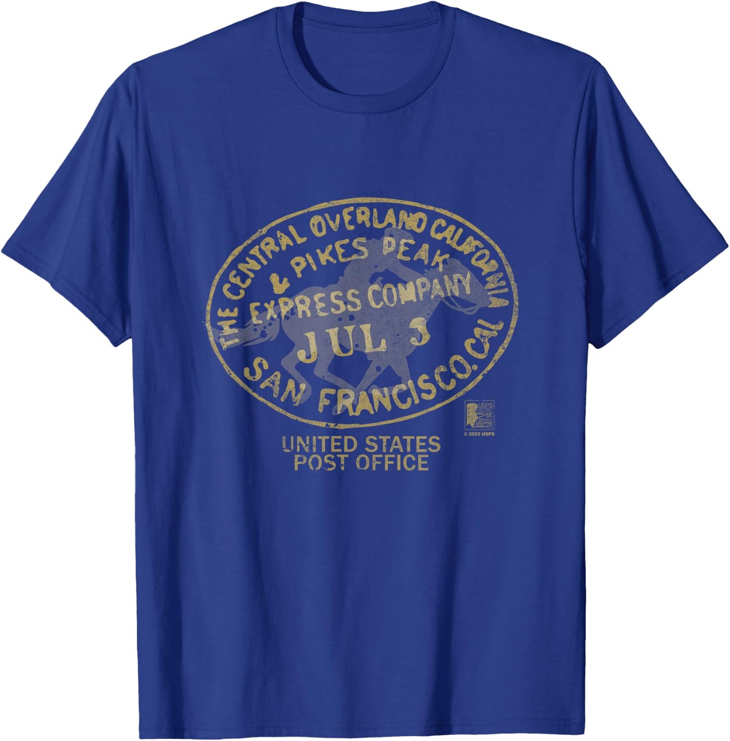 USPS Pony Express Stamp T-Shirt - T-Shirt | Royal