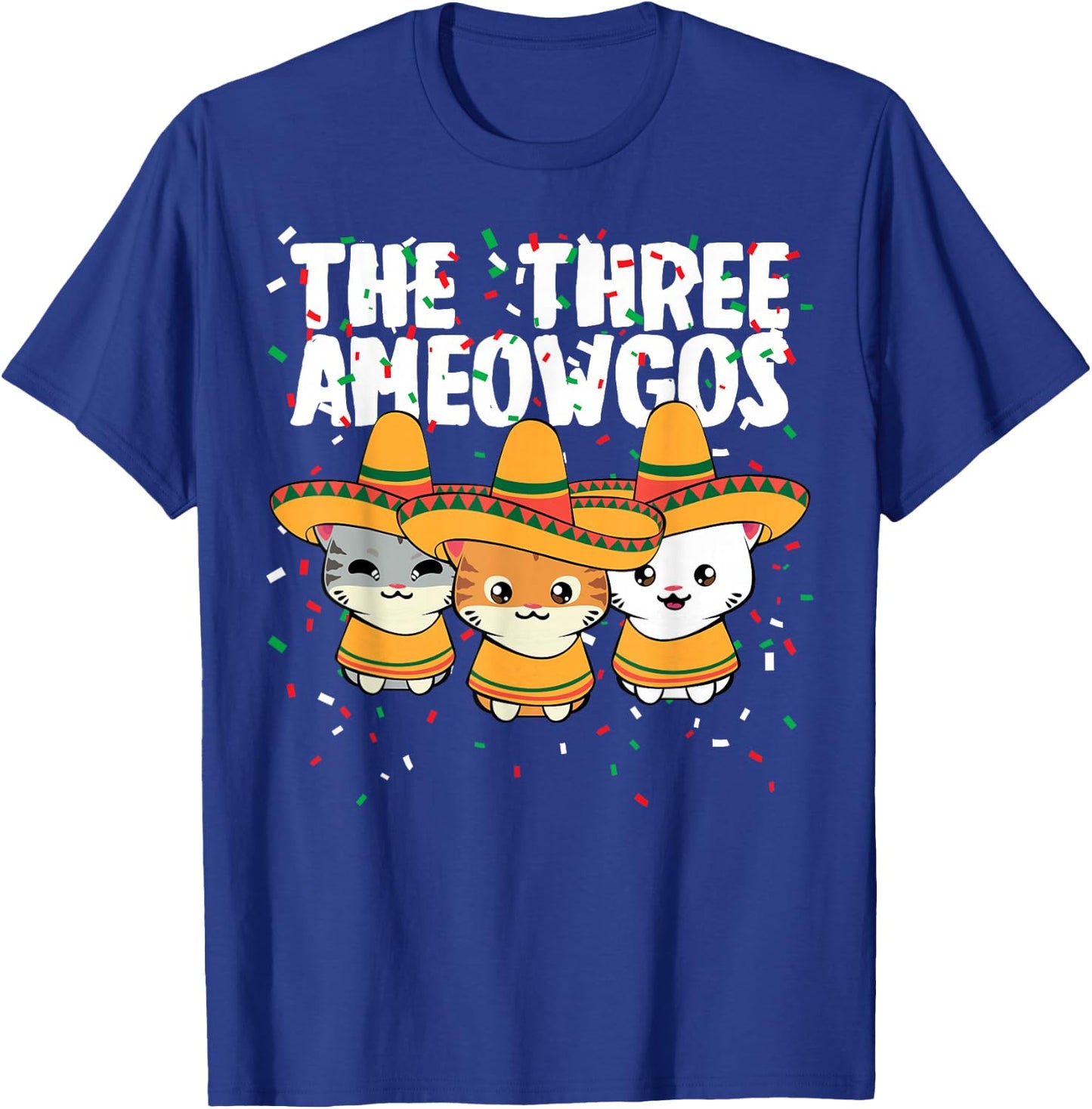 The Three Amigos Mexican Cinco de Mayo Cute Cats Ameowgos T-Shirt - T-Shirt | Royal