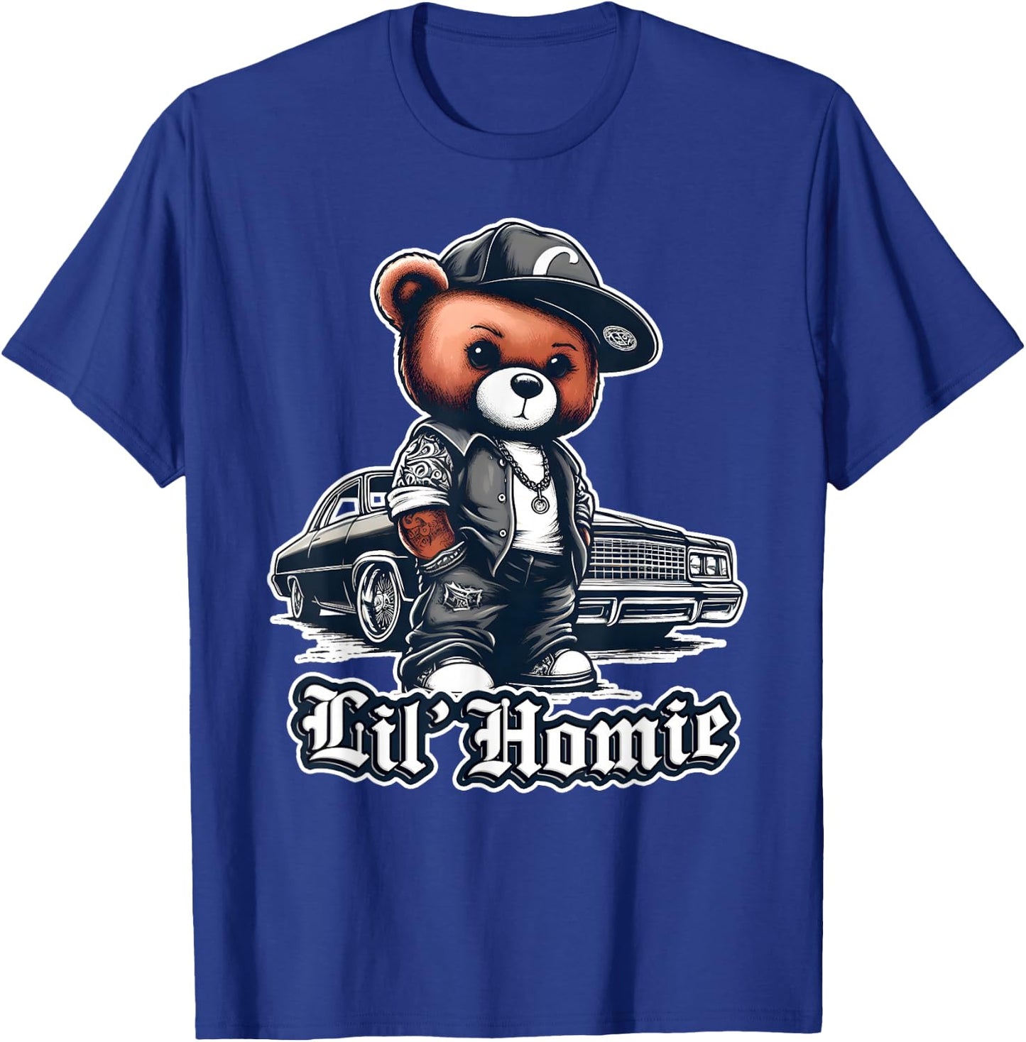 Lil Homie Shirt Cute Teddy Bear Hip Hop Lowrider Chicano T-Shirt - T-Shirt | Royal