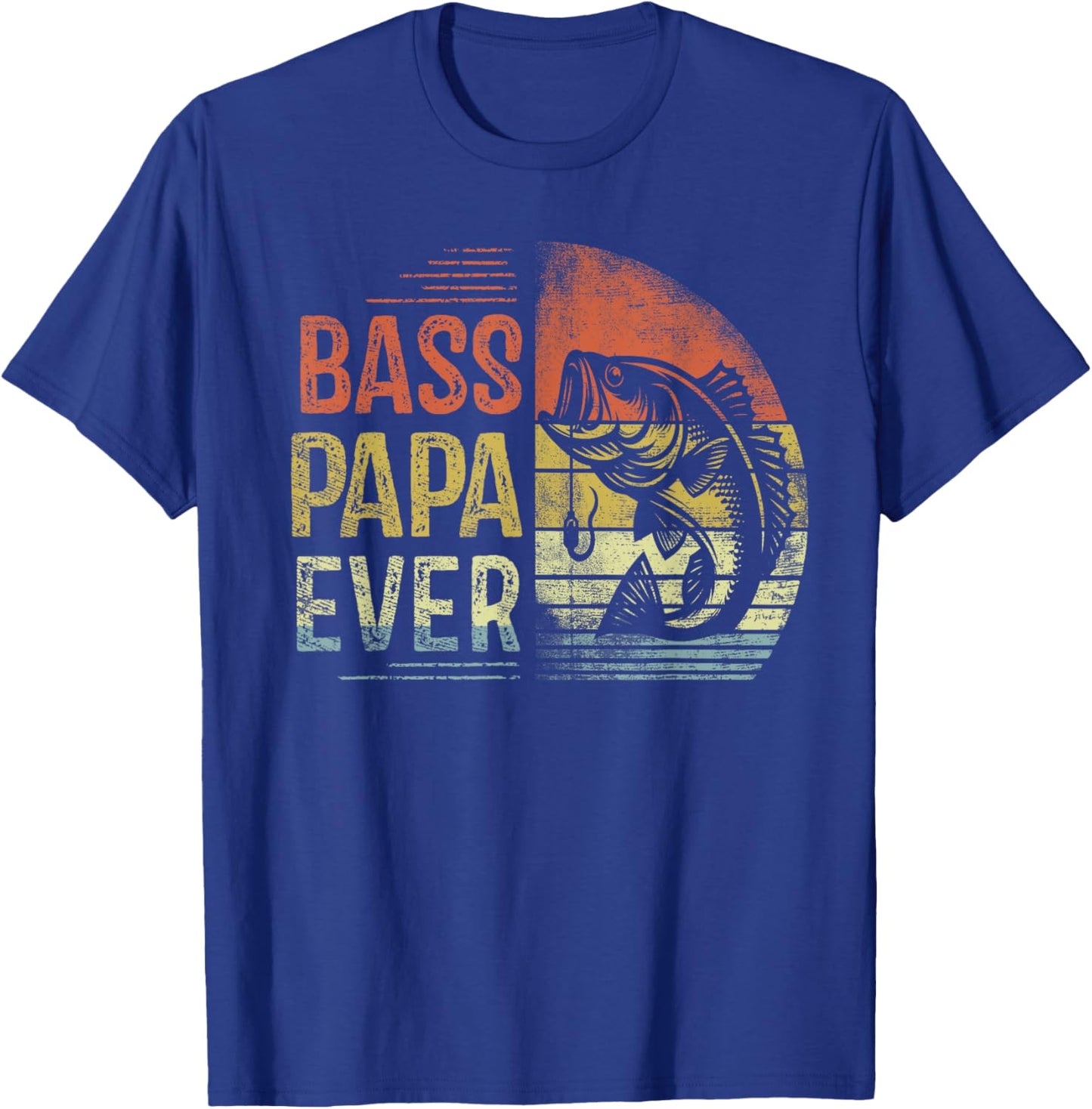 Bass Papa Ever Fishing Gifts Papa Birthday Vintage T-Shirt - T-Shirt | Royal