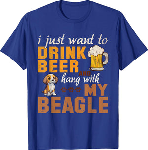 Beagle Dad Funny Father's Day Dog Lover Beer Daddy Cute Men Women T-Shirt - T-Shirt | Royal