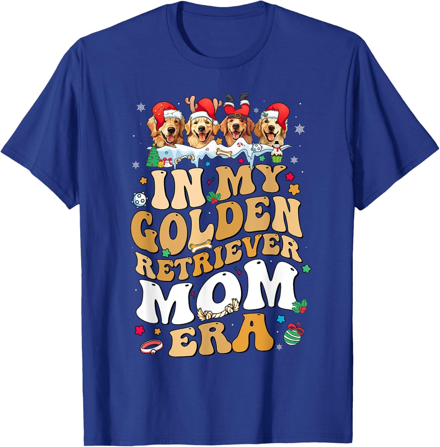 Christmas In My Golden Retriever Era Dog Mom Xmas Pajamas Women Kids T-Shirt - T-Shirt | Royal