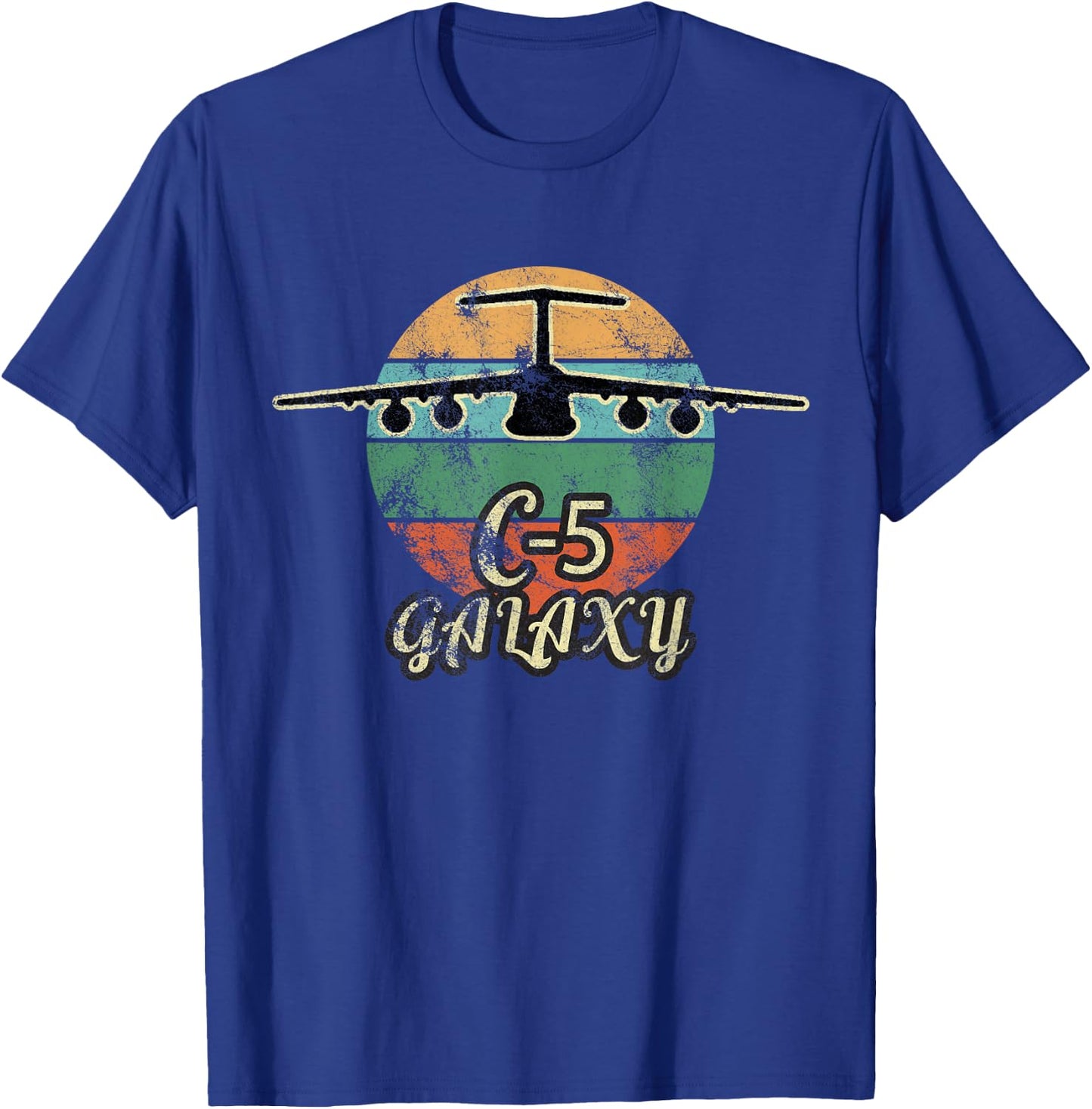 C-5 Galaxy Vintage Sunset Airlift Cargo Airplane T-Shirt - T-Shirt | Royal