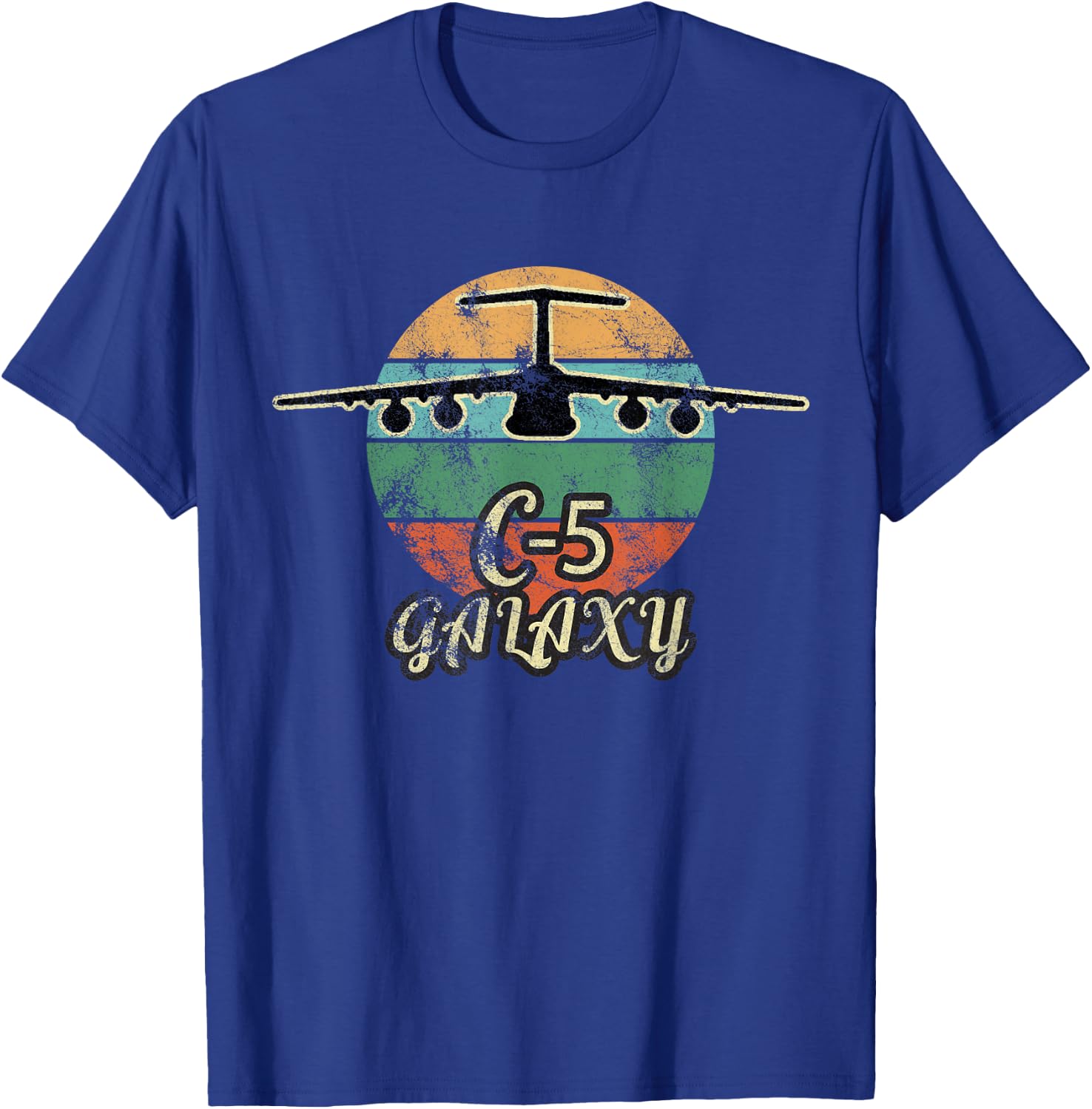 C-5 Galaxy Vintage Sunset Airlift Cargo Airplane T-Shirt - T-Shirt | Royal
