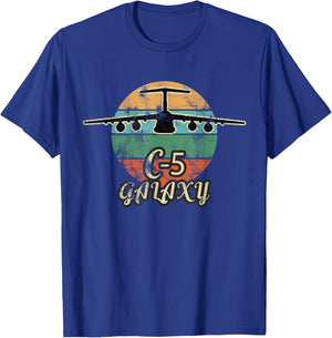 C-5 Galaxy Vintage Sunset Airlift Cargo Airplane T-Shirt - T-Shirt | Royal